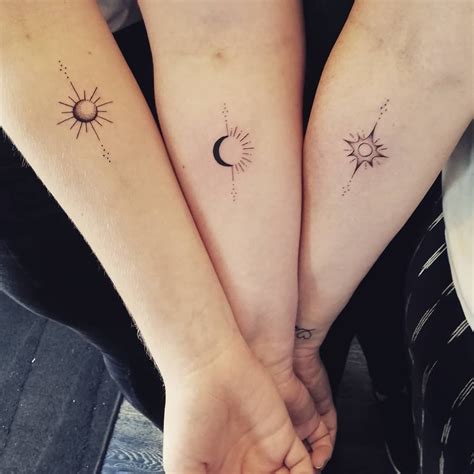 tattoos of the sun moon and stars|sun and moon matching tattoos.